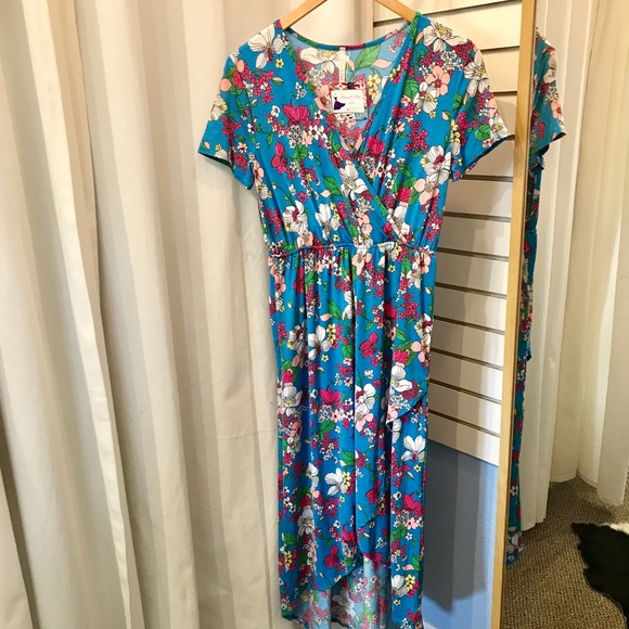 Blue Floral Maxi Slip Dress - Picture 2 of 5